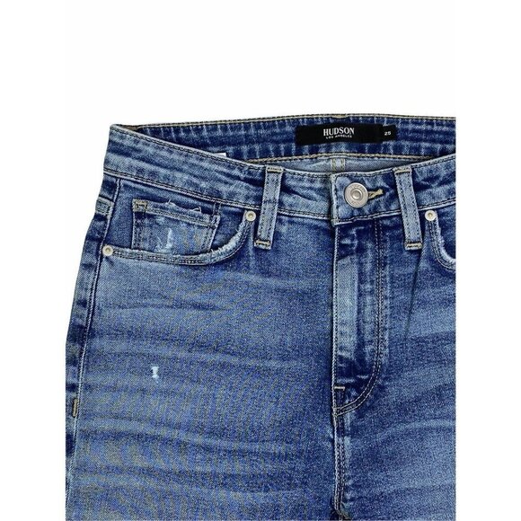 Hudson Womens Barbara High Rise‎ Distressed Blue Denim Super Skinny Jeans SZ 25 - Picture 4 of 11